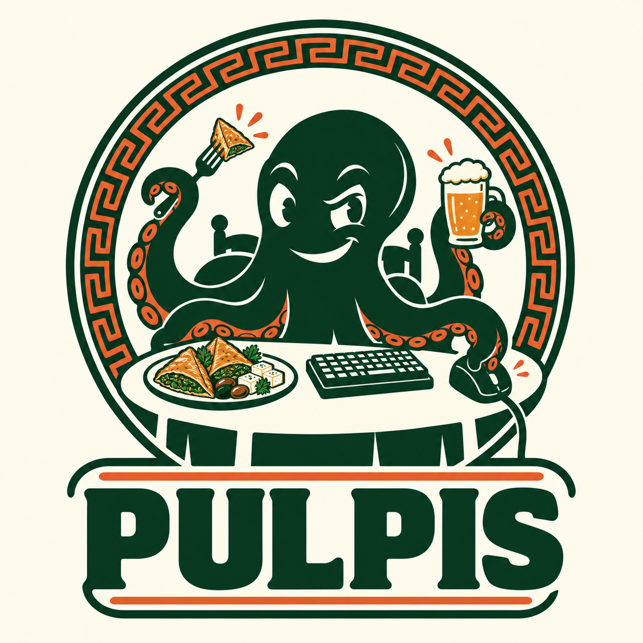 PULPIS – unser Oktopus mit Essen, Bier und Tastatur
